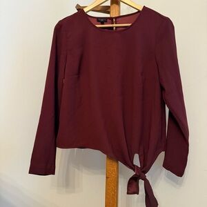 Talbots Medium Petite Deep Red Wine Color Long Sleeve Blouse